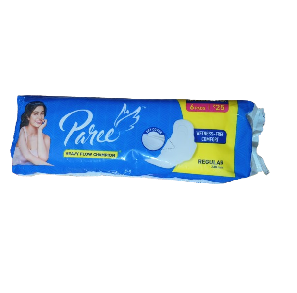 Paree Dry Feel Regular Sanitary Pads For Heavy Flow And 3 Seconds Absorption - 6 Pads